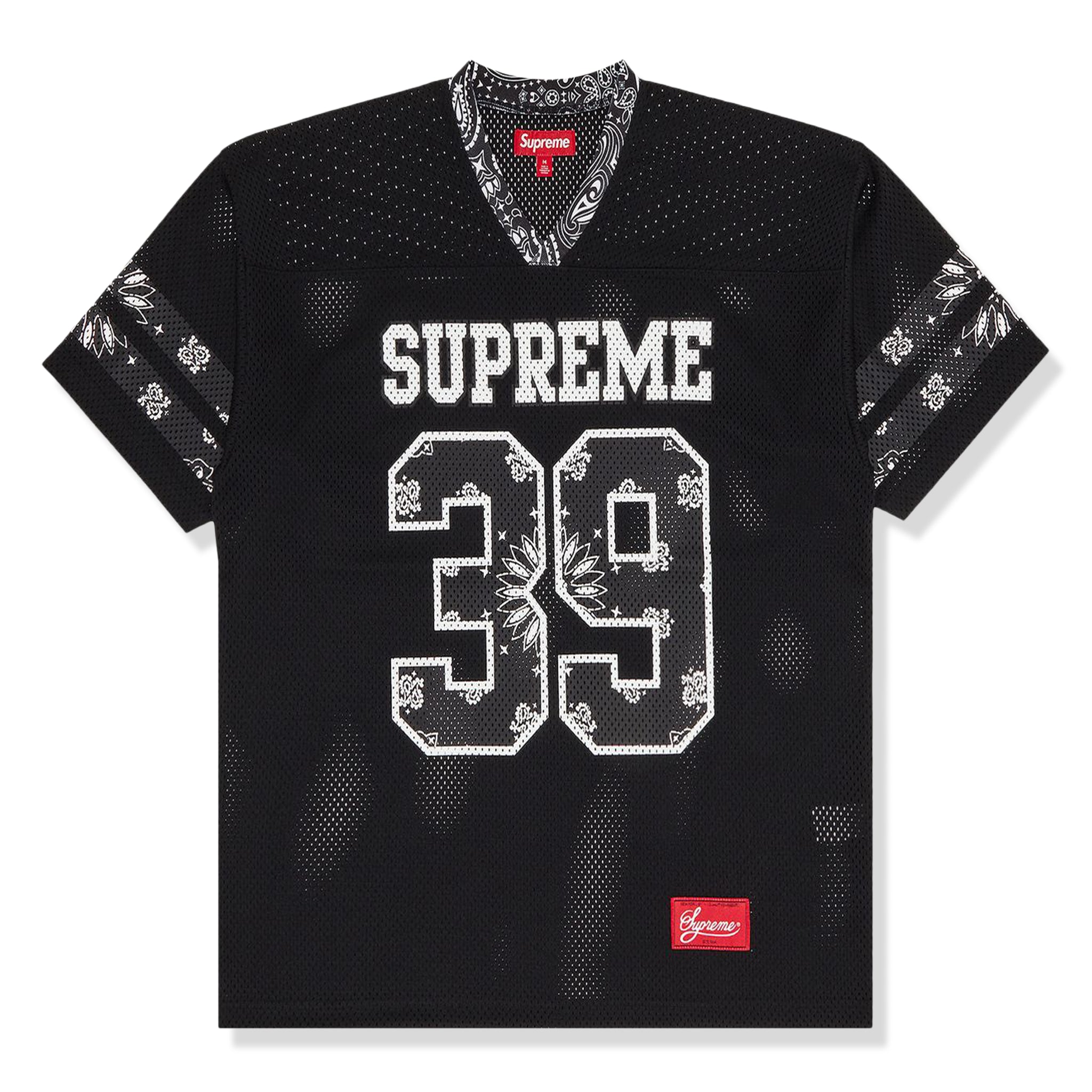 Front view of Supreme Bandana Black Football Jersey SS25KN94 BLACK